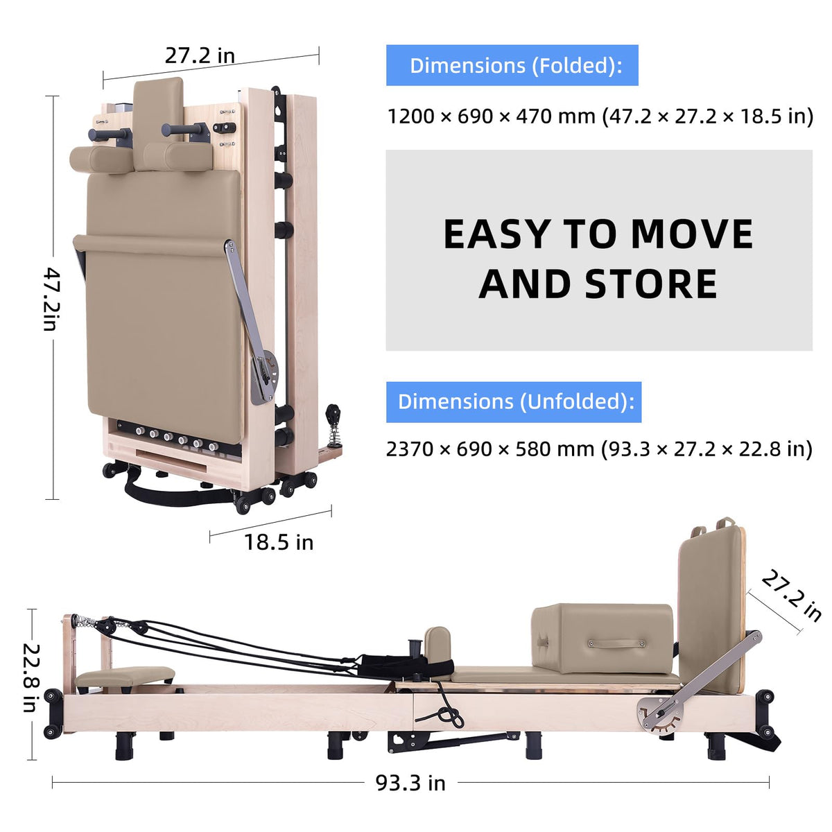 Muse Foldable Pilates Reformer