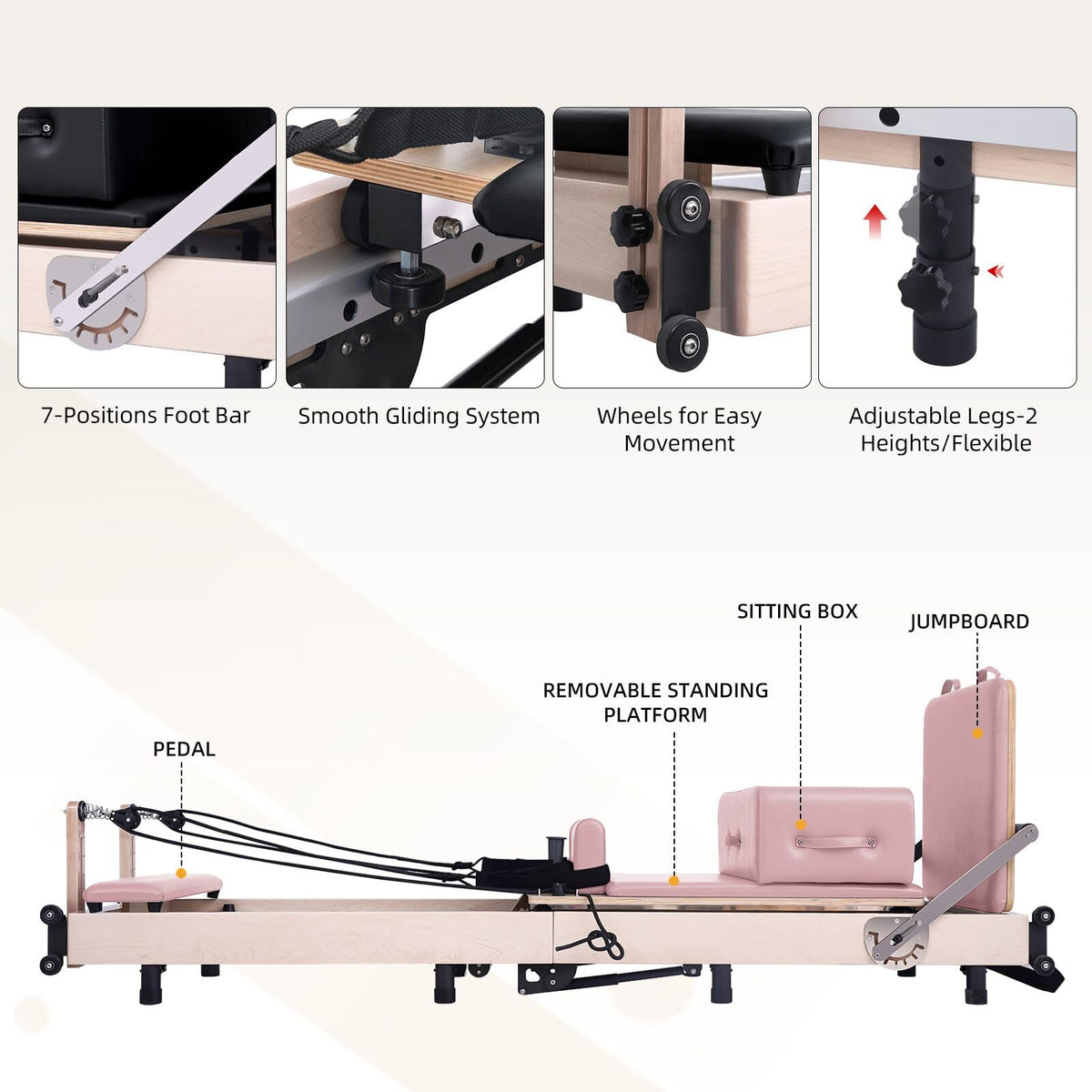 Muse Foldable Pilates Reformer