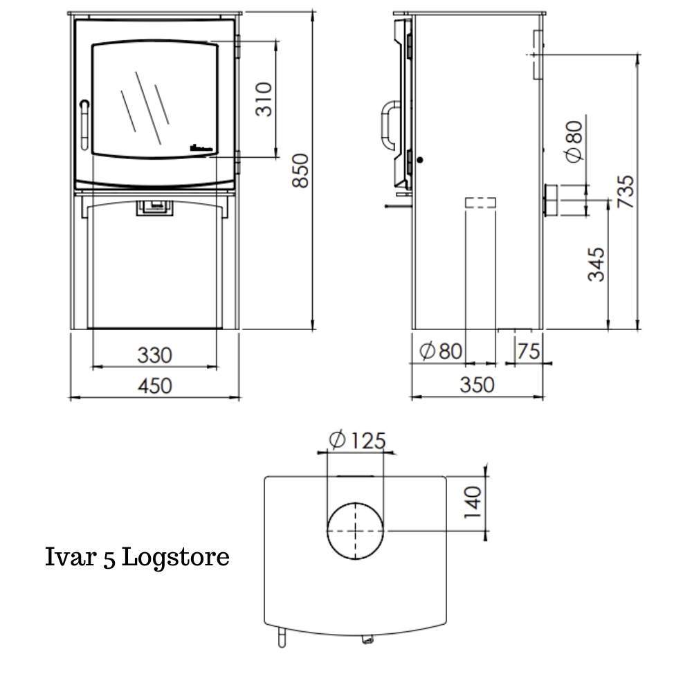 Dik Geurts Ivar 5 Wood Burning Stove 5kW (multifuel via kit)