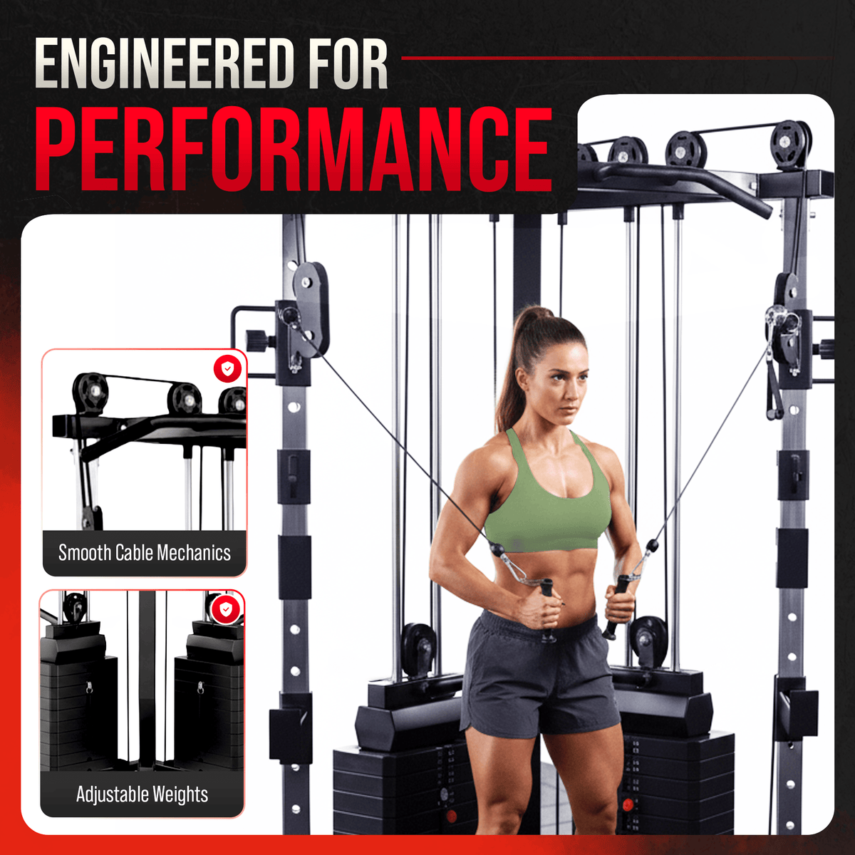 Strongway Cable Crossover Machine with Weights (177KG) and Pull Up Bar