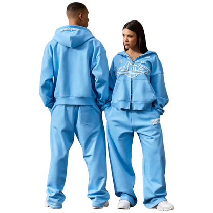 Broken Planet Zip Up Hoodie Light Blue