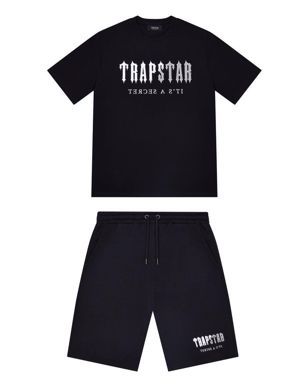 Trapstar Chenille Decoded Short Set - Black/Grey