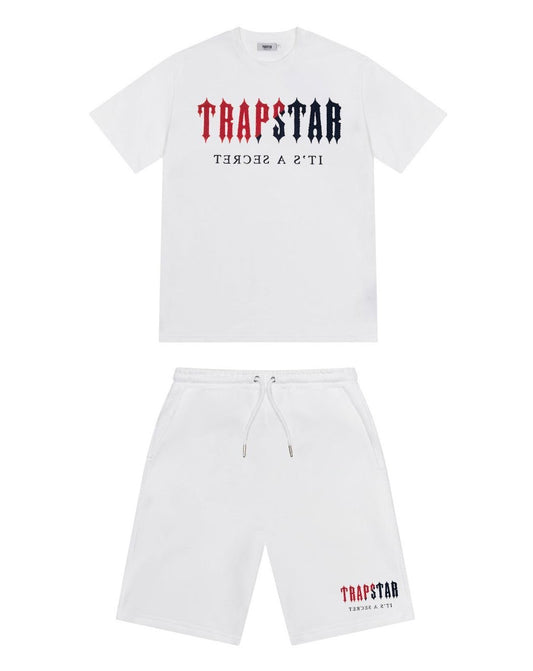 Trapstar Chenille Decoded Short Set - White/Red
