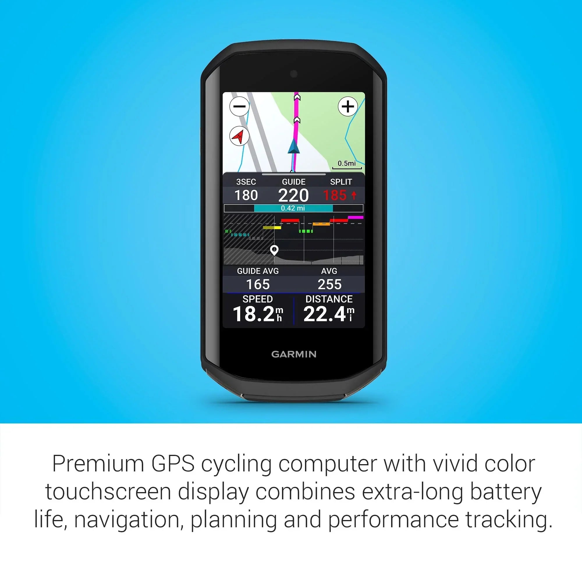 Garmin Edge® 1050, Premium Cycling Computer, Vivid Color Touchscreen Display, Built-in Speaker, Advanced Training and Group Ride Features, Road Hazard Alerts