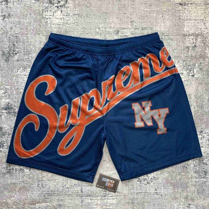 Supreme Big Script Mesh Shorts Navy