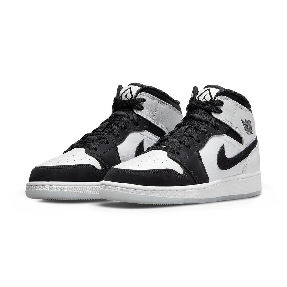 Air Jordan 1 Mid Diamond Shorts GS Black White Juniors