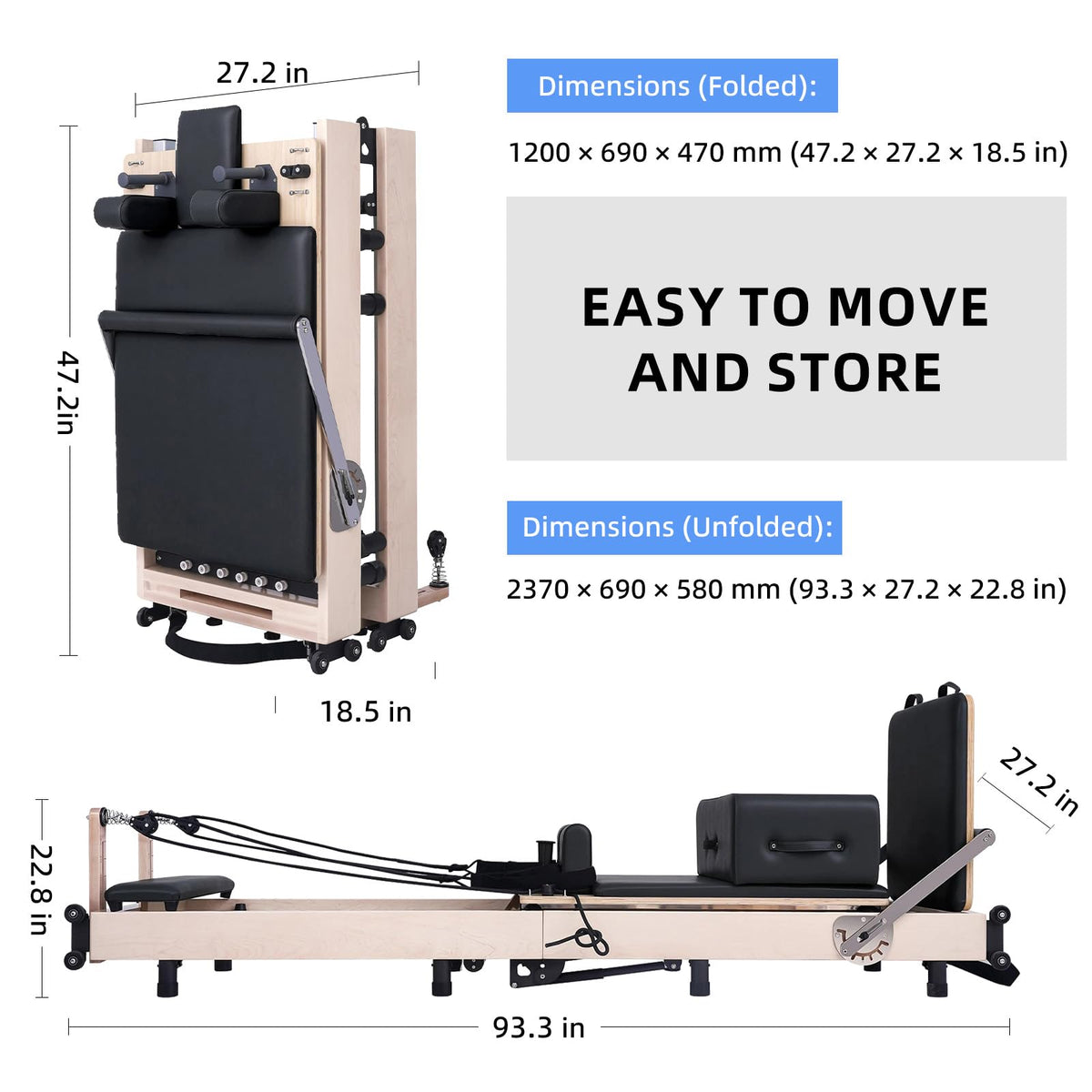 Muse Foldable Pilates Reformer