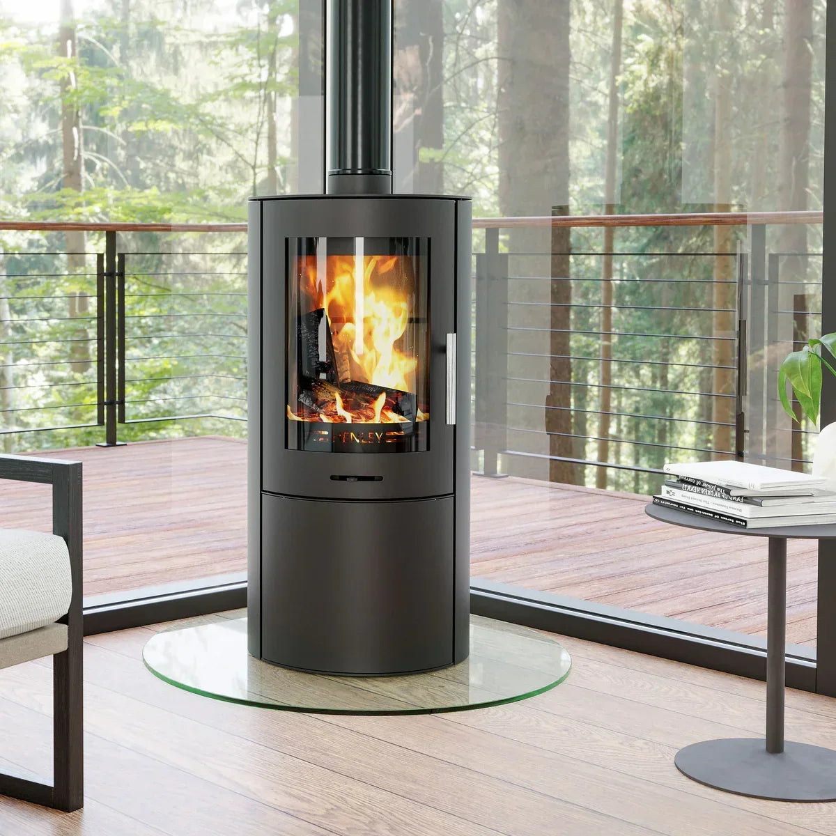 Henley Geneva Cylinder stove showing its contemporary form and viewing glass