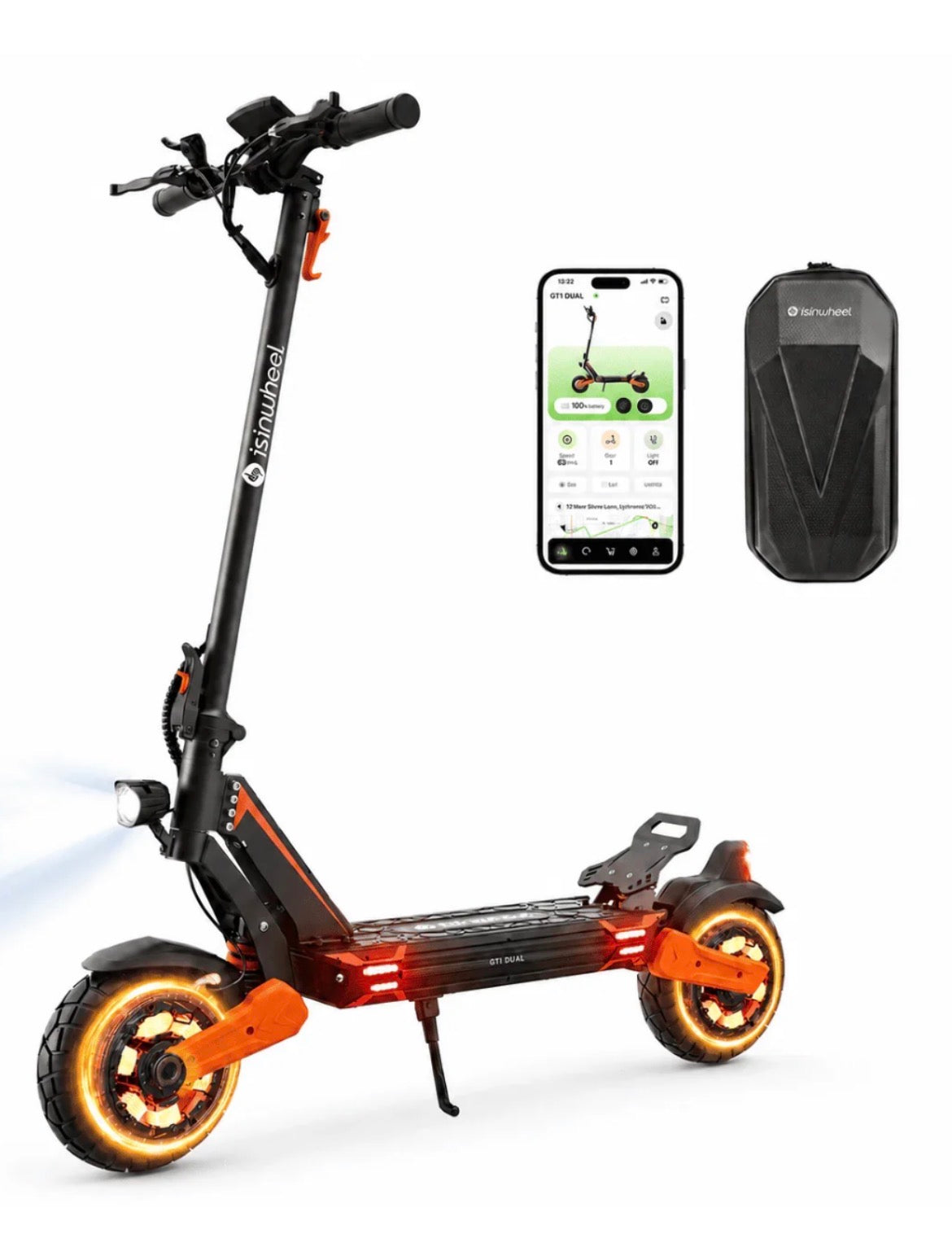 iSinwheel GT1 Dual electric scooter battery and app