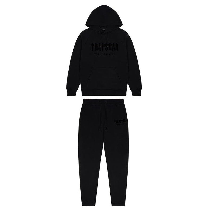 Trapstar chenille decoded hooded blackout tracksuit men’s authentic cheap Trapstar tracksuits 