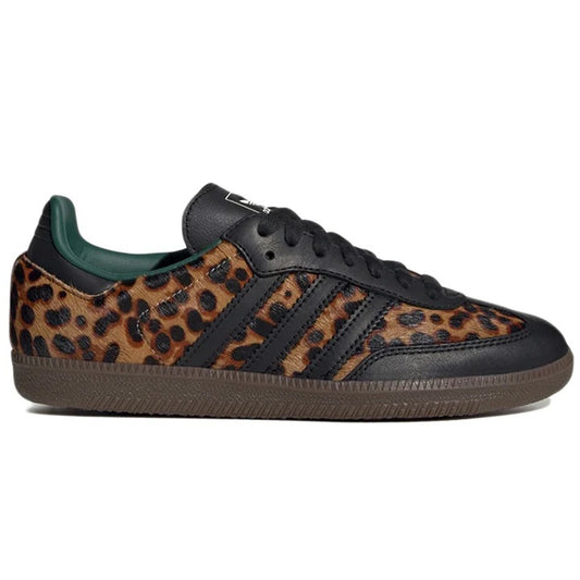 adidas samba og black green leopard print womens