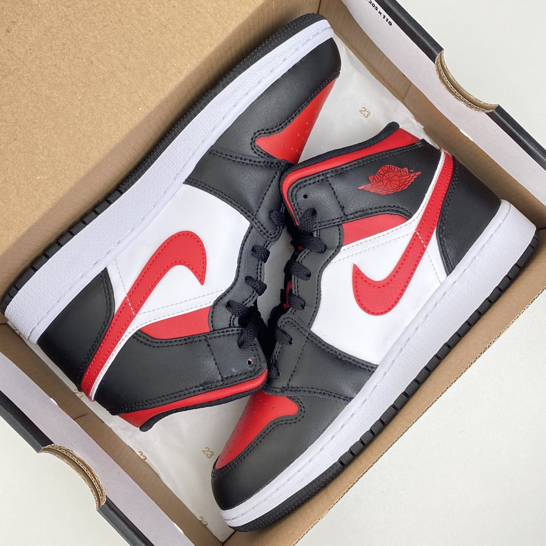 Air Jordan 1 Mid 'Black Fire Red' GS - DoorstepDrip