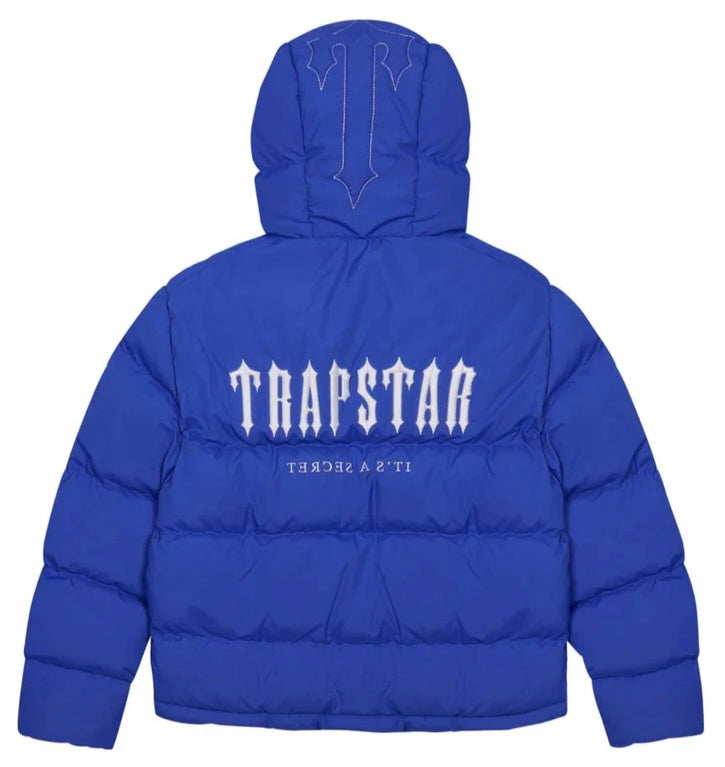 trapstar decoded hooded jacket dazzling blue authentic puffer coat online uk