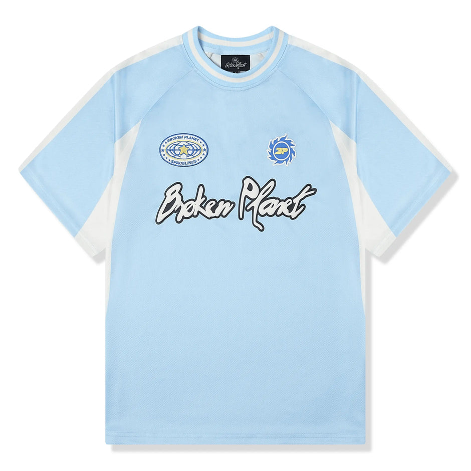 broken planet football jersey light blue white