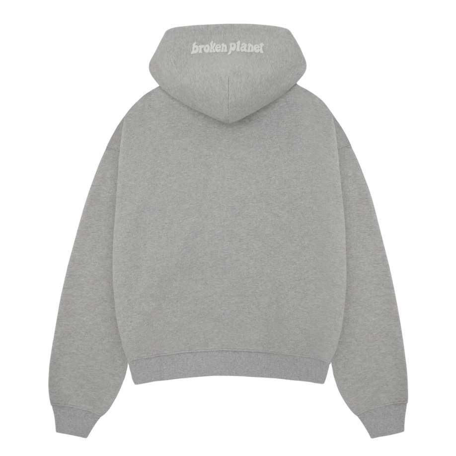 broken planet zip up hoodie grey unisex authentic bpm clothing
