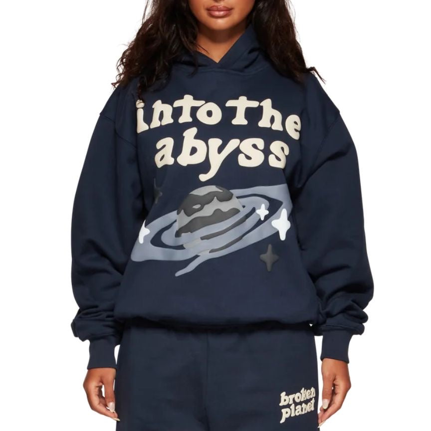 broken planet into the abyss hoodie blue