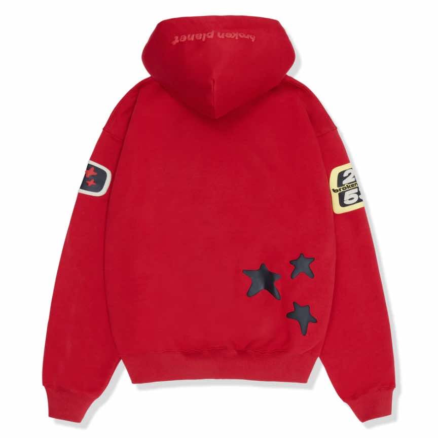 broken planet brighter days are ahead ruby red hoodie