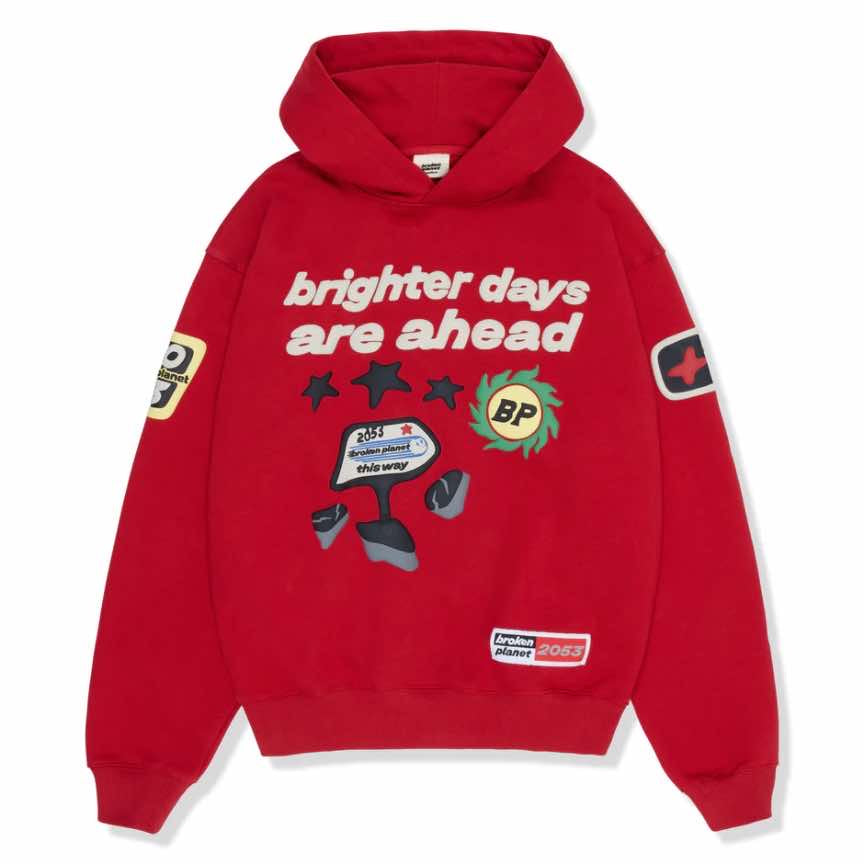 broken planet market brighter days are ahead ruby red hoodie unisex bpm hoodies