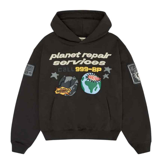 broken planet market planet repair services soot black hoodie