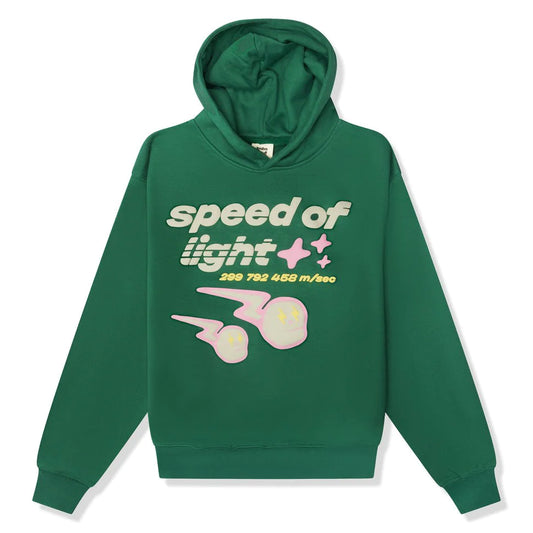 broken planet speed of light green hoodie