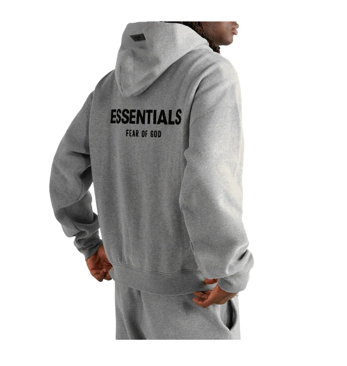 fear of god essentials hoodie dark oatmeal ss22
