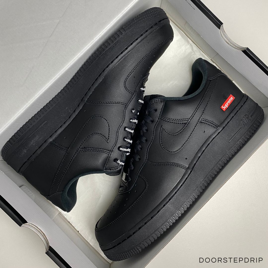 Nike Air Force 1 Low 'Supreme - Mini Box Logo Black' Shoes - Size 10