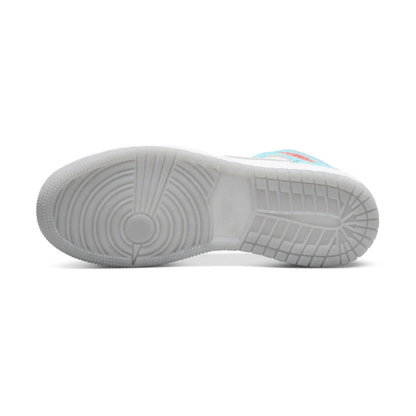 White jordans with light blue bottom sale