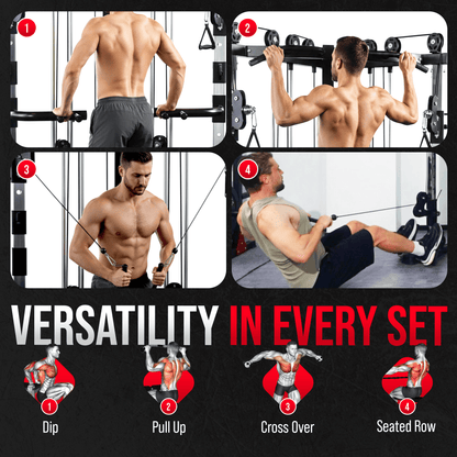 Strongway Cable Crossover Machine with Weights (177KG) and Pull Up Bar