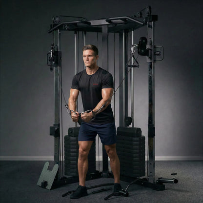 Strongway Cable Crossover Machine with Weights (177KG) and Pull Up Bar