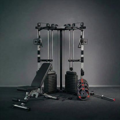 Strongway Cable Crossover Machine with Weights (177KG) and Pull Up Bar
