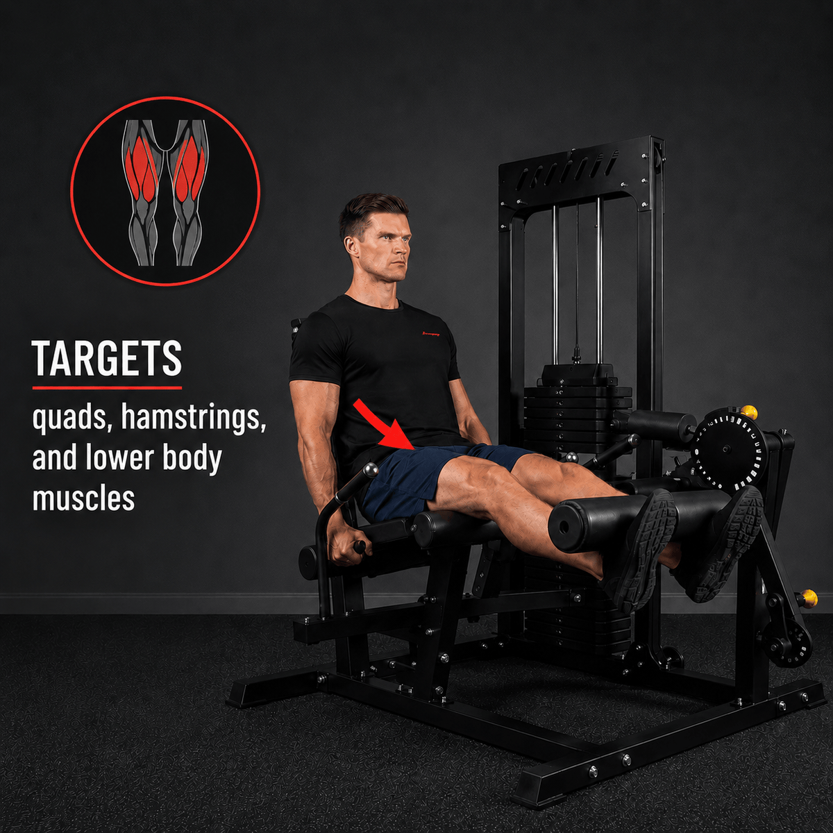 Strongway Leg Curl and Extension Machine with 89KG Weight Stack