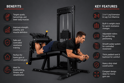 Strongway Leg Curl and Extension Machine with 89KG Weight Stack