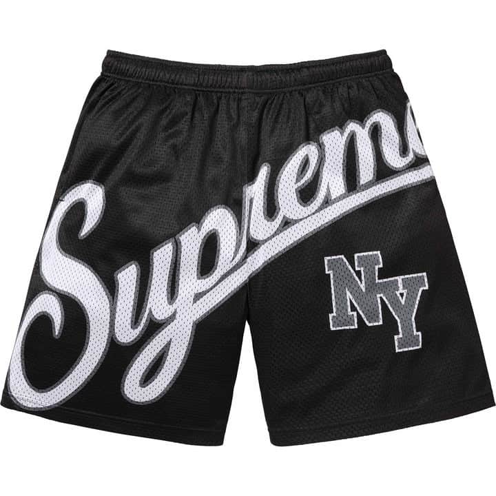 supreme big script mesh shorts black mens ss24