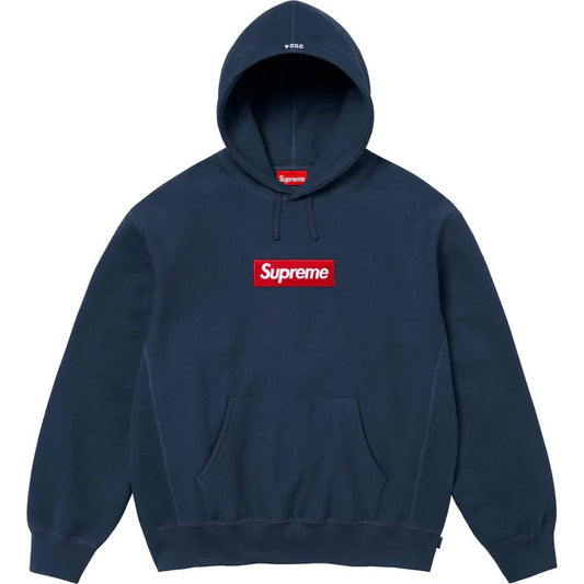 supreme box logo hooded sweatshirt navy fw24