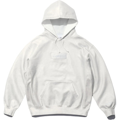 supreme mm6 maison margiela foil box logo hooded sweatshirt white