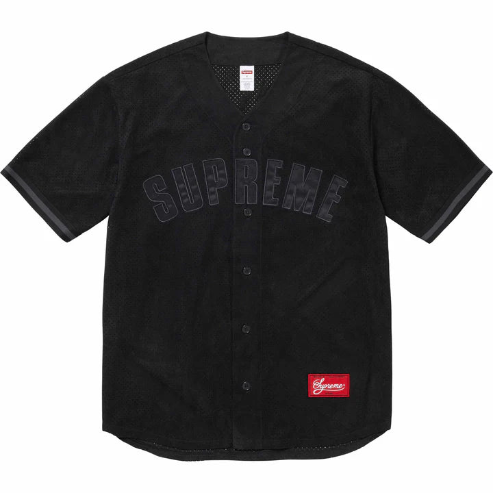 supreme ultrasuede mesh baseball jersey black