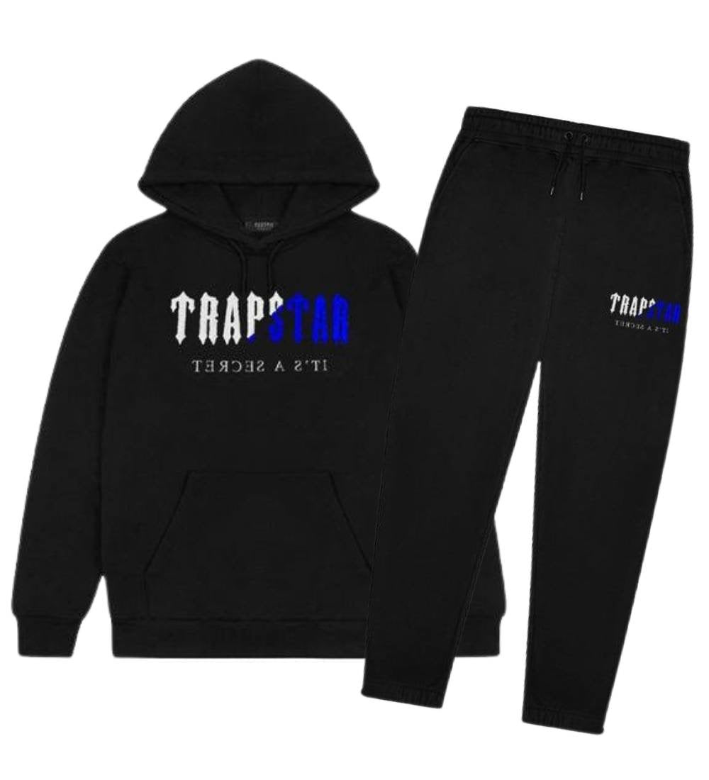 trapstar chenille decoded hooded tracksuit black ice edition