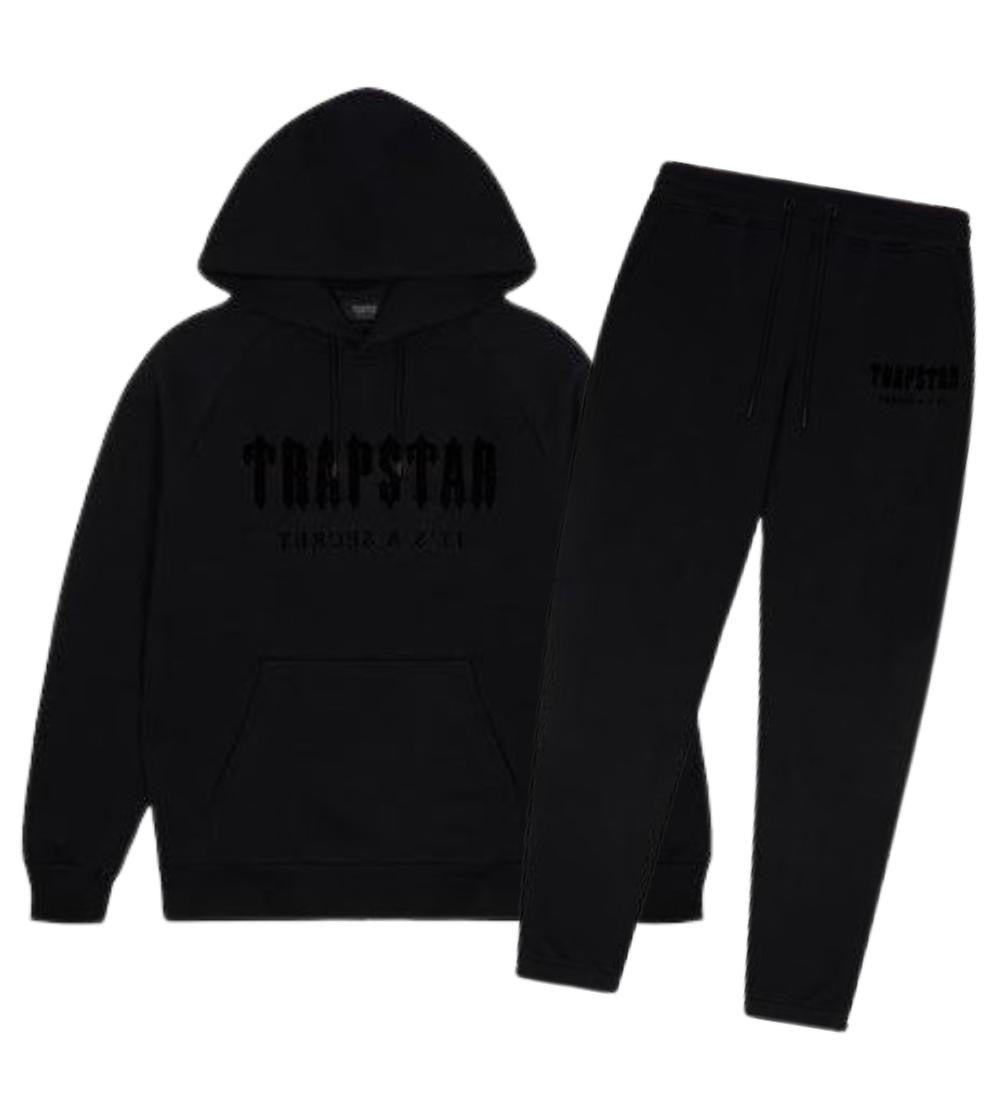 trapstar chenille decoded hooded tracksuit blackout edition
