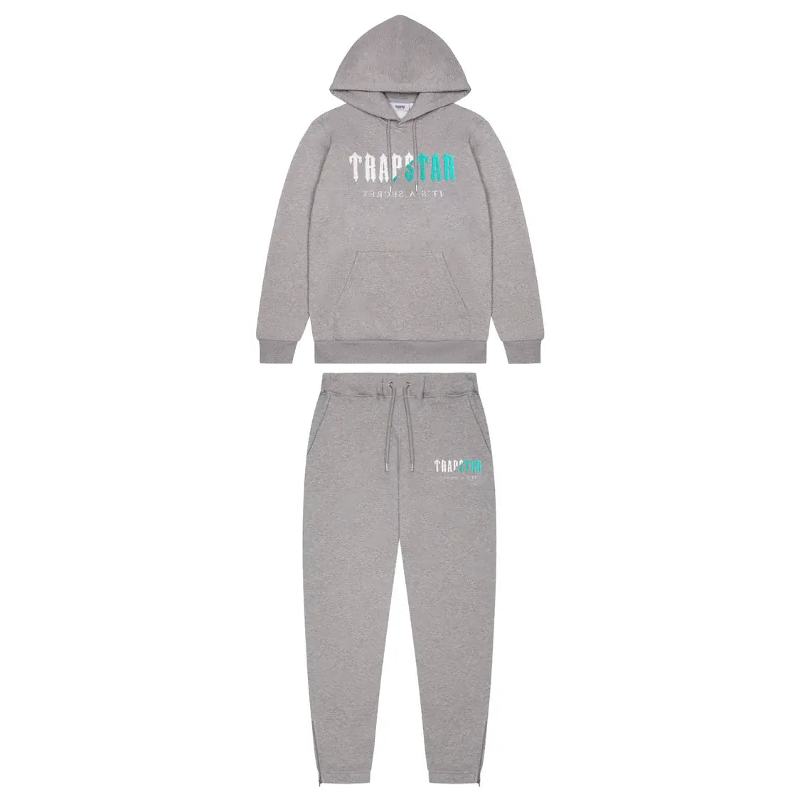 trapstar chenille decoded hooded tracksuit grey teal