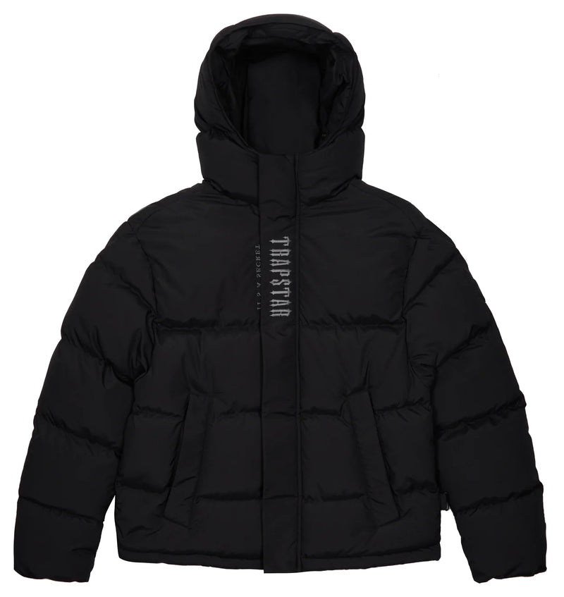 trapstar decoded hooded puffer jacket 2.0 black mens