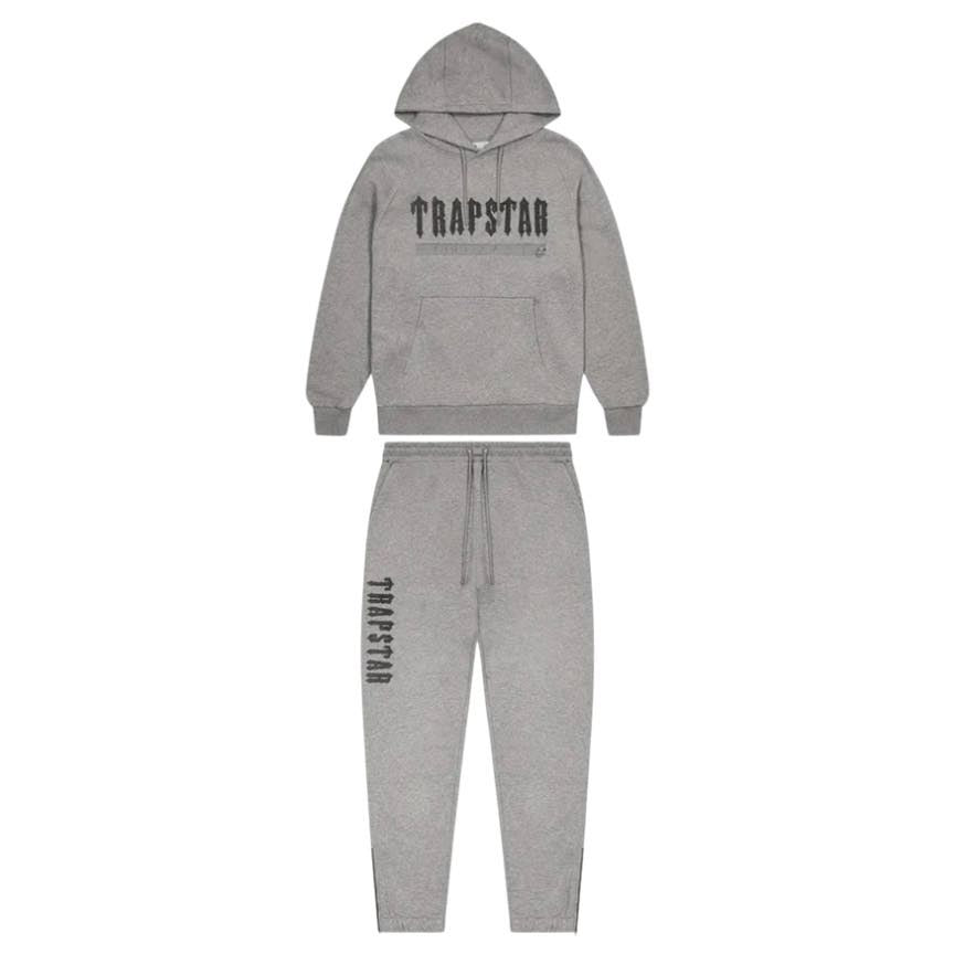 trapstar decoded chenille 2.0 hooded tracksuit grey