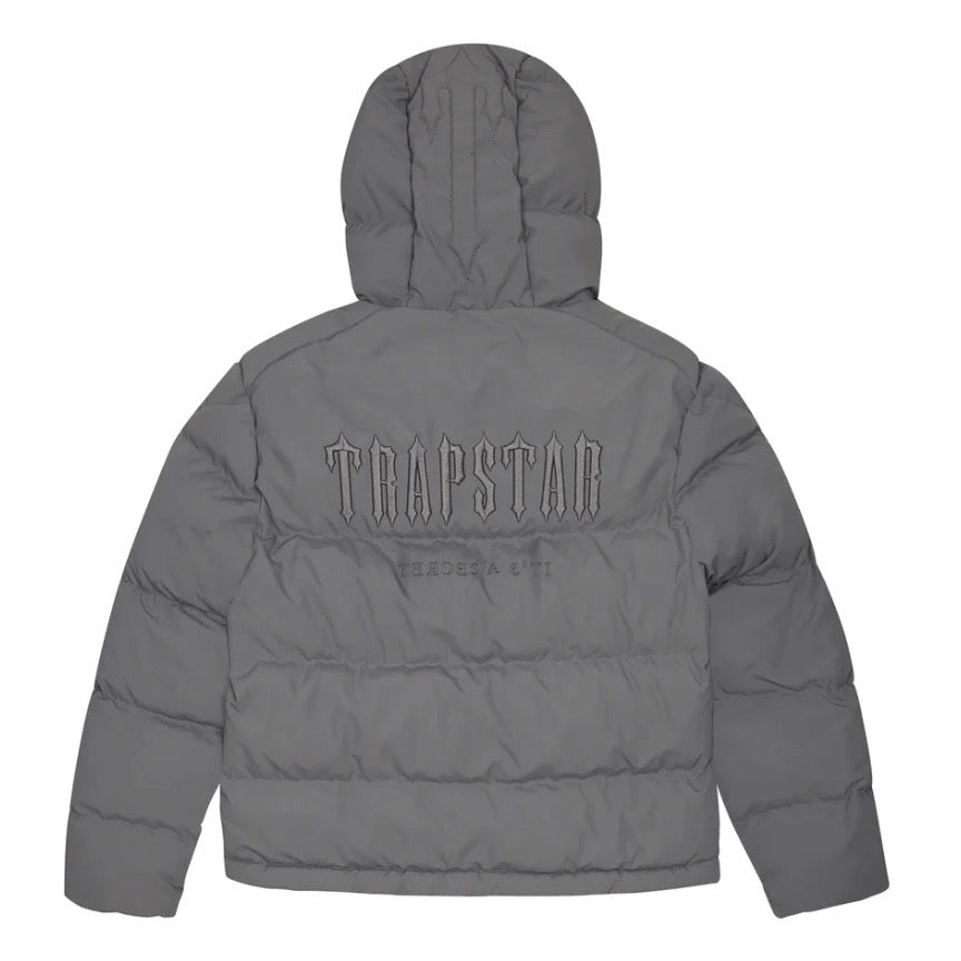 trapstar decoded hooded puffer 2.0 grey