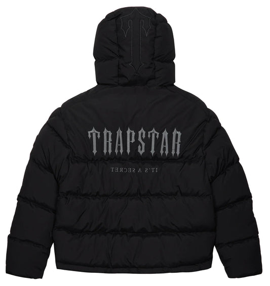 trapstar decoded hooded puffer jacket 2.0 black mens