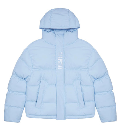 trapstar decoded hooded puffer jacket 2.0 ice blue