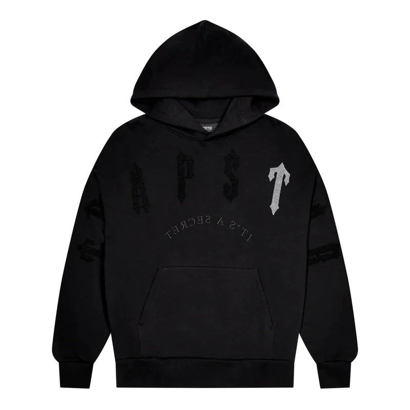 trapstar irongate arch chenille 2.0 hoodie tracksuit blackout