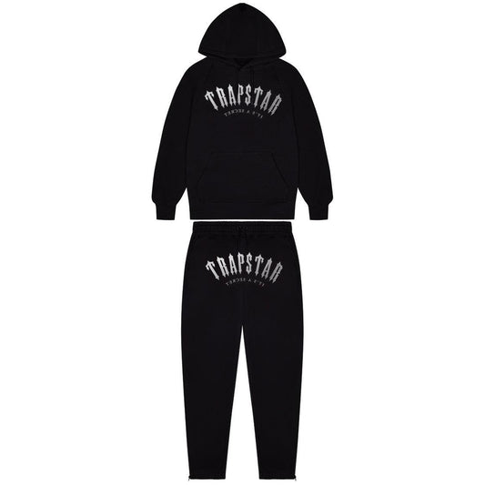 trapstar irongate arch its a secret hooded gel tracksuit black white