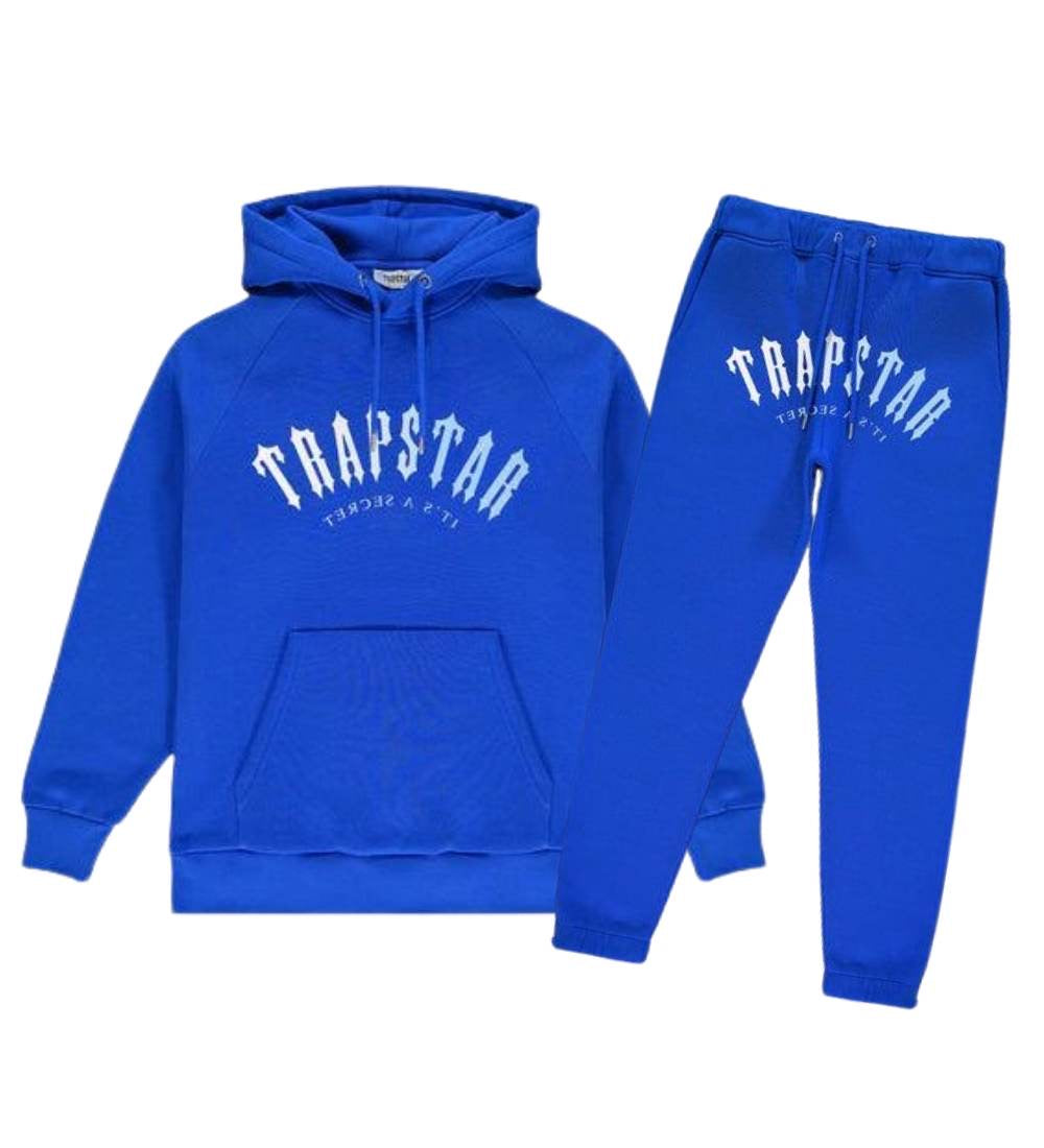 trapstar irongate arch its a secret hooded gel tracksuit blue