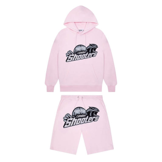 trapstar shooters hoodie shorts set pink