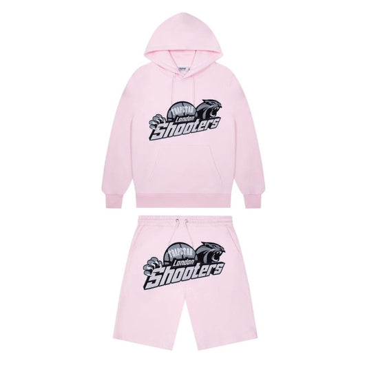 trapstar shooters hoodie shorts set pink authentic trapstar sets