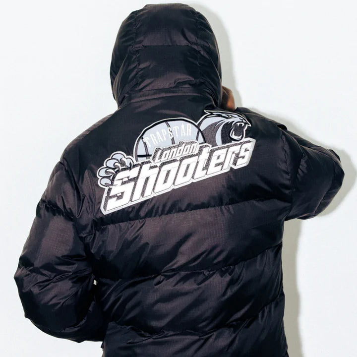 trapstar shooters puffer jacket black reflective